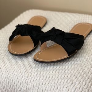 Chase + Chloe Sandals - Black Bow, Tan Sole